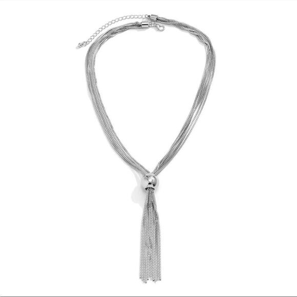 NEW GOLD TASSEL CHAIN NECKLACE CHUNKY STATEMENT NECKLACE CHOOSE GOLD OR SILVER - Picture 5 of 13